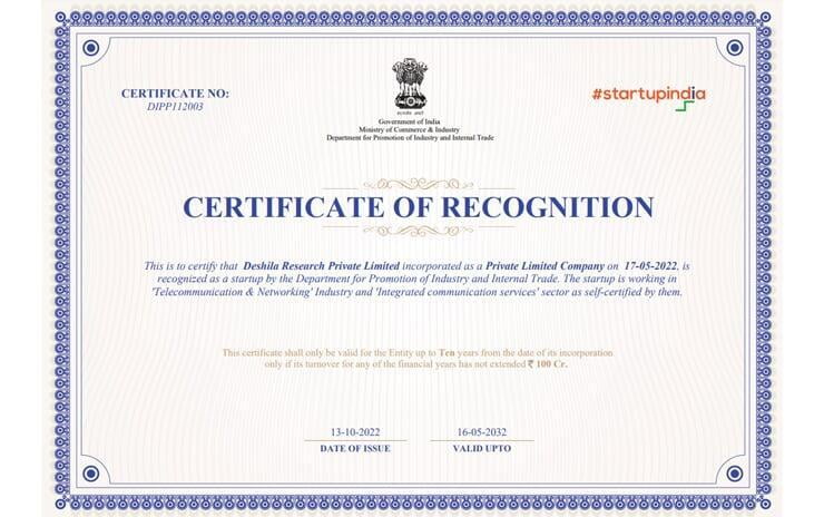 Startup India certification