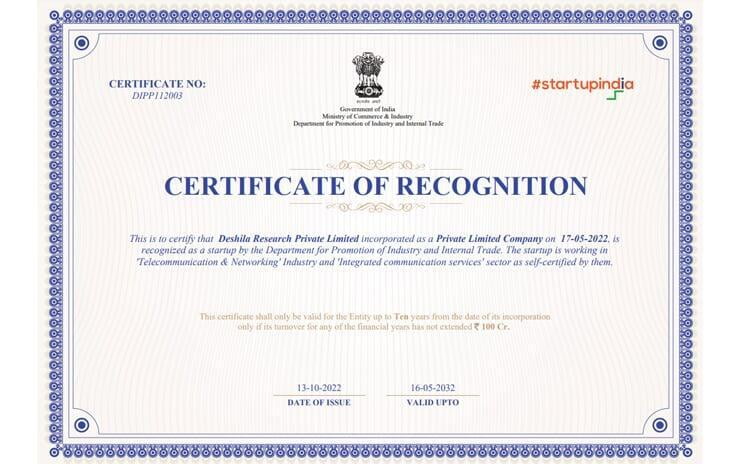 Startup India certification